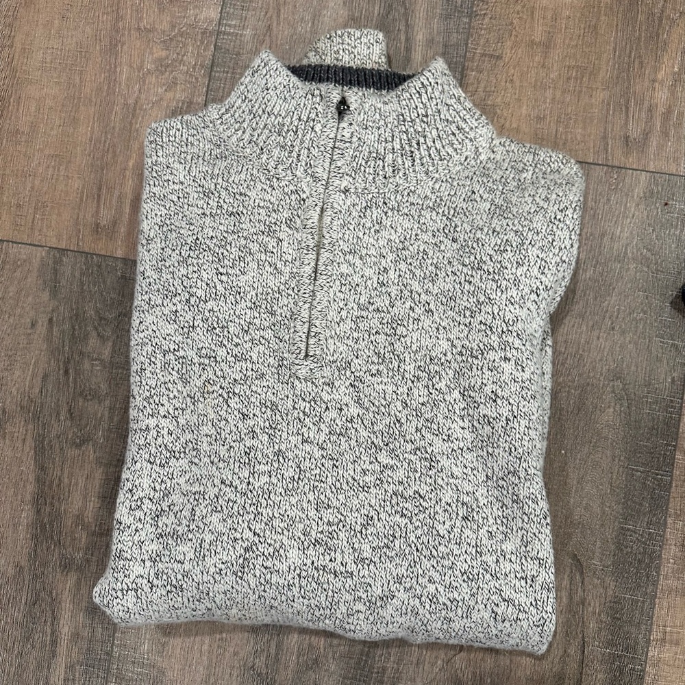 Gray Knit Half-Zip Sweater